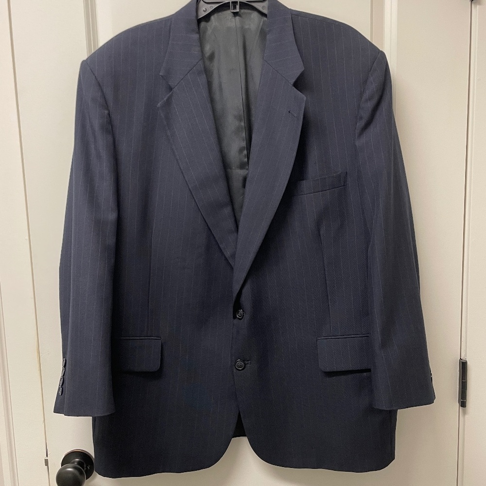 Stafford 48R Men’s Pinstripe Navy Suit Jacket Blazer USA Two Button
